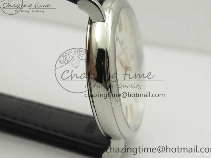 MIROTIME 0808 Portofino Automatic SS FKF 1:1 Best Edition White Dial RG Markers on Black Leather Strap A Stretchable 7141